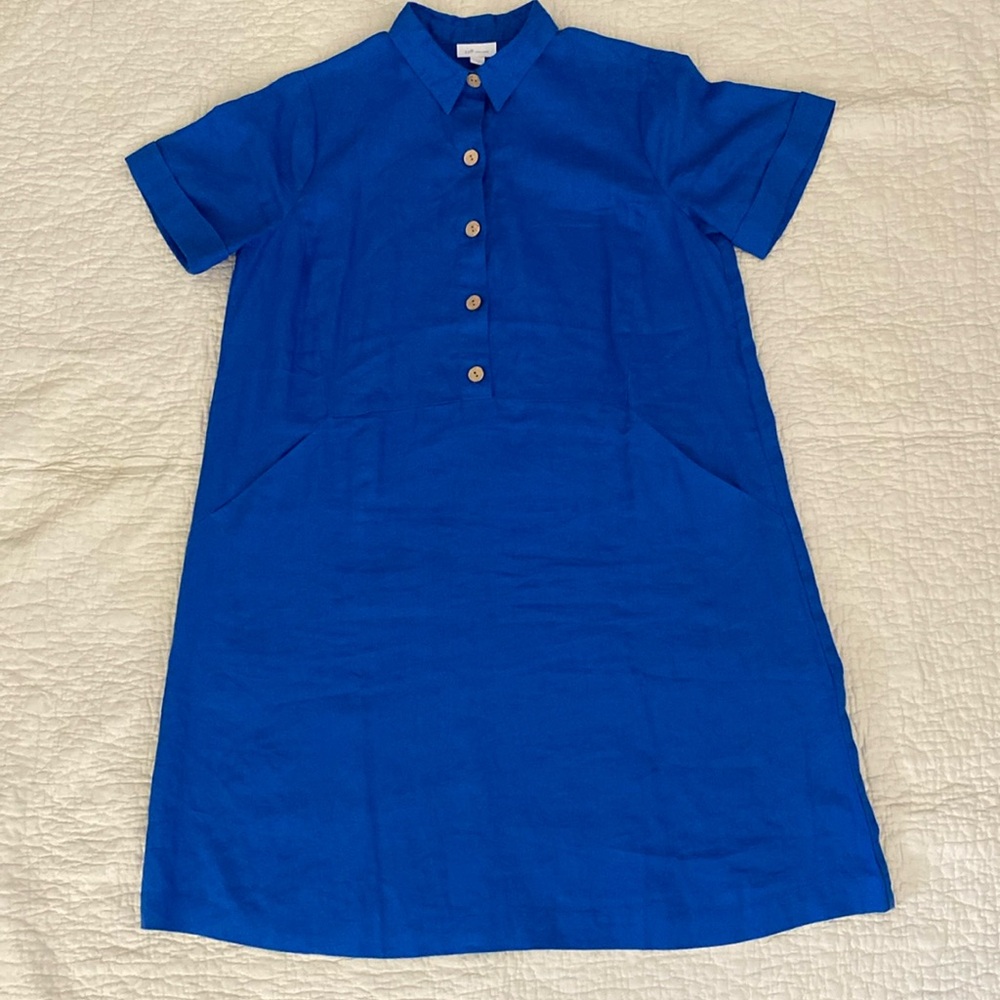 Linen Jjill blue dress size M.